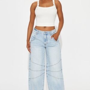 Fashion Nova Light Blue Baggy Jeans